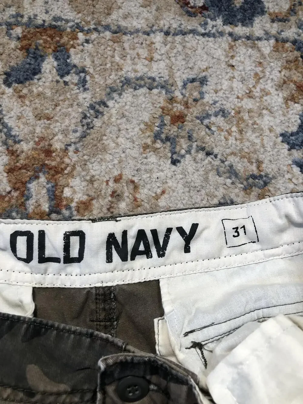 Old Navy Cargo Shorts Mens 31 Camo Canvas Pockets Outdoor Casual Army Utility